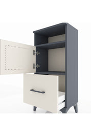 Arges Komodin 2 Raflı Tek Çekmeceli 2 Kapaklı 44x30x96 Antrasit-Aytaşı
