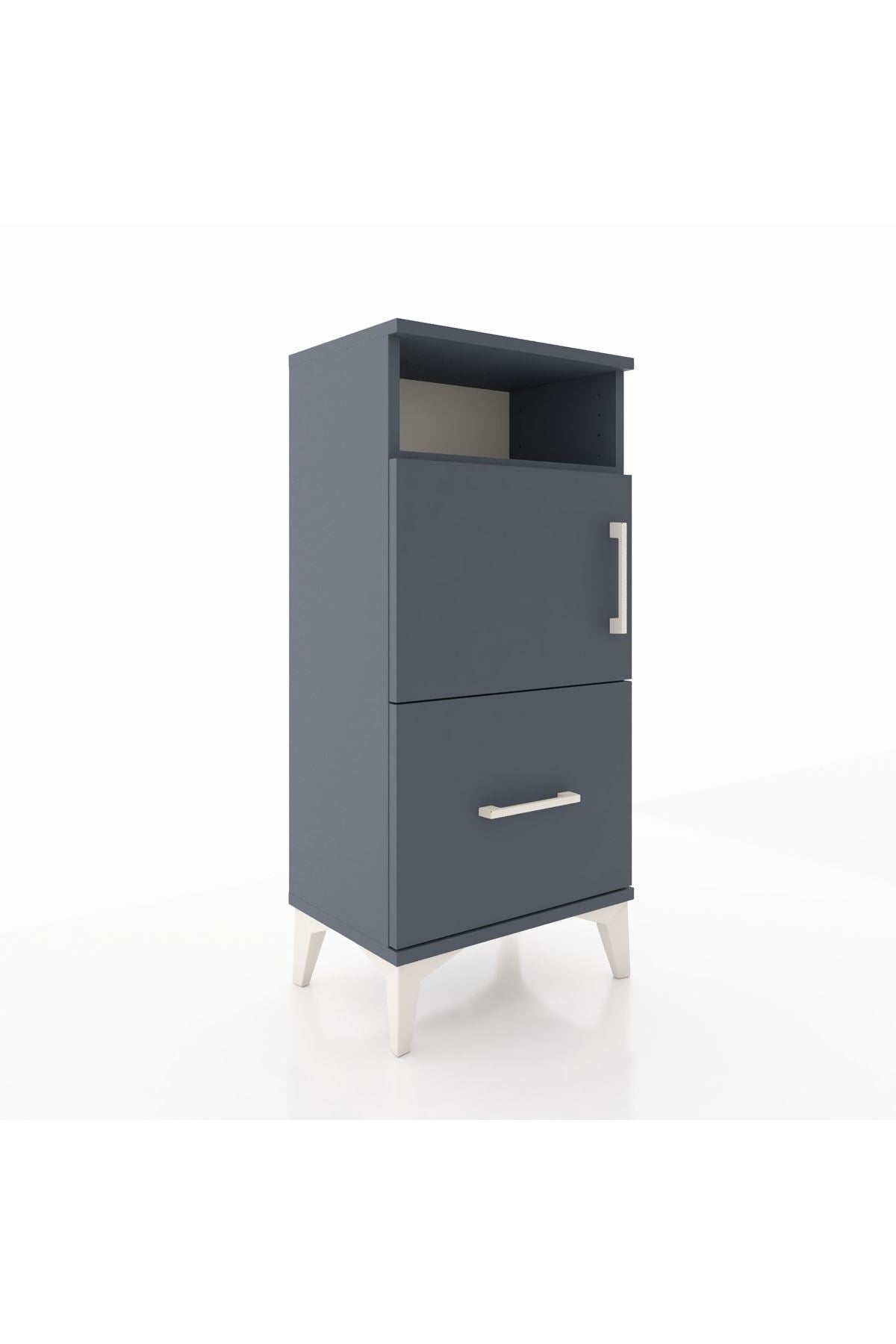 Arges Komodin 2 Raflı Tek Çekmeceli 2 Kapaklı 44x30x96 Antrasit-Antrasit