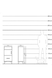 Arges Komodin 2 Raflı Tek Çekmeceli 2 Kapaklı 44x30x96 Antrasit-Çam