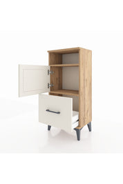 Arges Komodin 2 Raflı Tek Çekmeceli 2 Kapaklı 44x30x96 Çam-Aytaşı