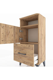 Arges Komodin 2 Raflı Tek Çekmeceli 2 Kapaklı 44x30x96 Çam-Çam