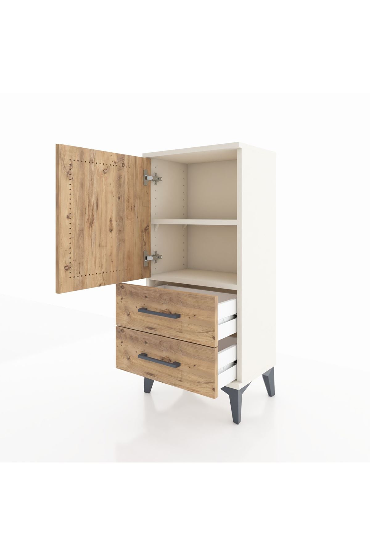 Arges Komodin 2 Raflı 2 Çekmeceli Tek Kapaklı 44x30x96 Aytaşı-Çam