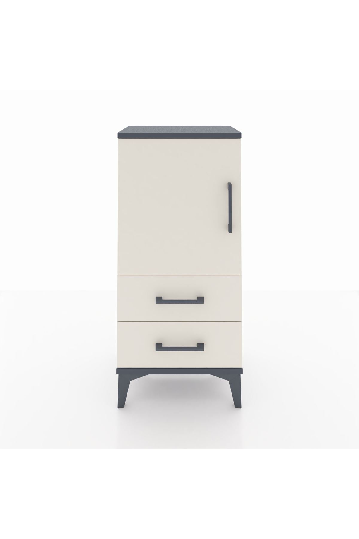 Arges Komodin 2 Raflı 2 Çekmeceli Tek Kapaklı 44x30x96 Antrasit-Aytaşı