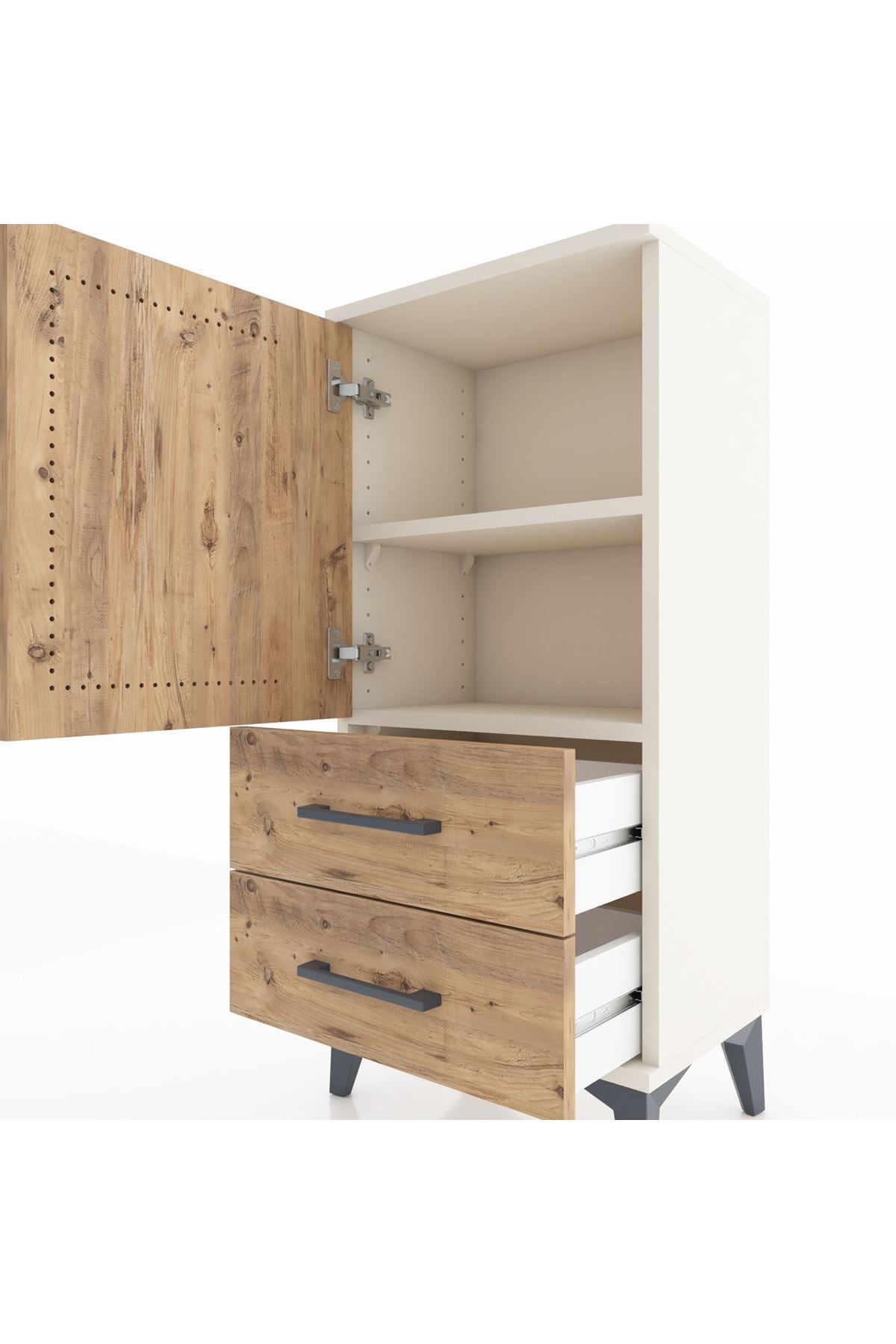Arges Komodin 2 Raflı 2 Çekmeceli Tek Kapaklı 44x30x96 Aytaşı-Çam