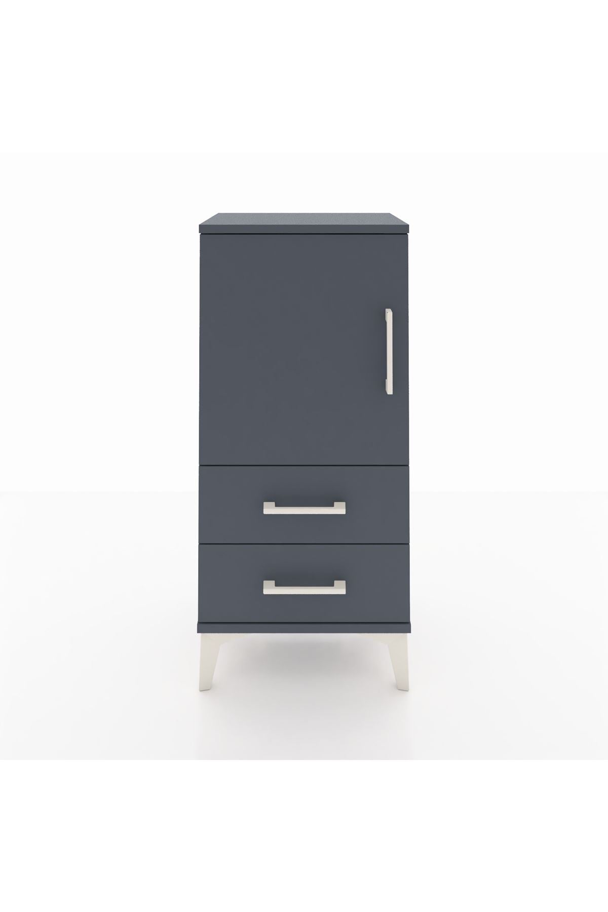 Arges Komodin 2 Raflı 2 Çekmeceli Tek Kapaklı 44x30x96 Antrasit-Antrasit