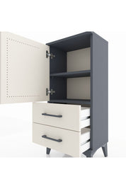 Arges Komodin 2 Raflı 2 Çekmeceli Tek Kapaklı 44x30x96 Antrasit-Aytaşı