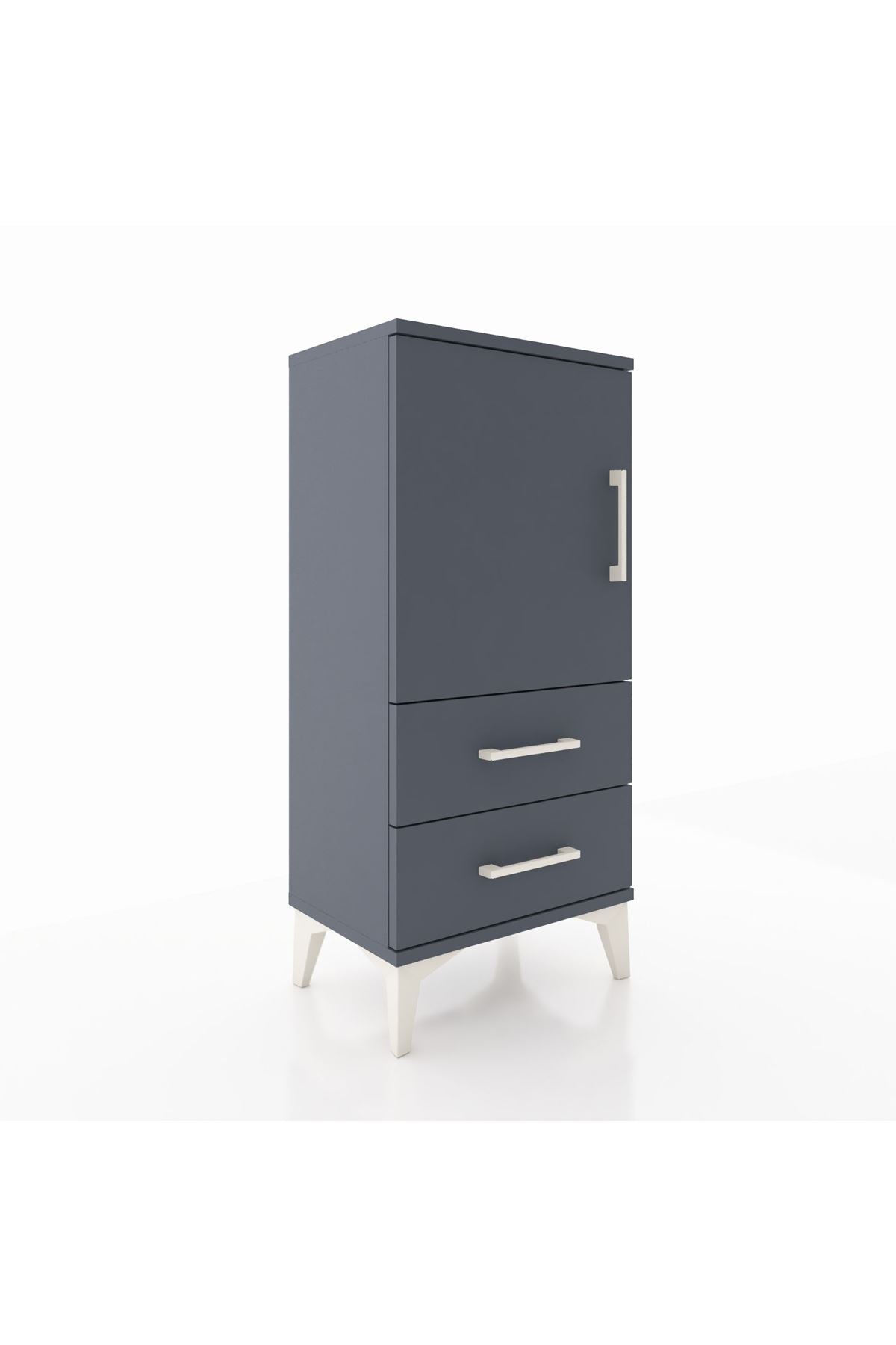 Arges Komodin 2 Raflı 2 Çekmeceli Tek Kapaklı 44x30x96 Antrasit-Antrasit