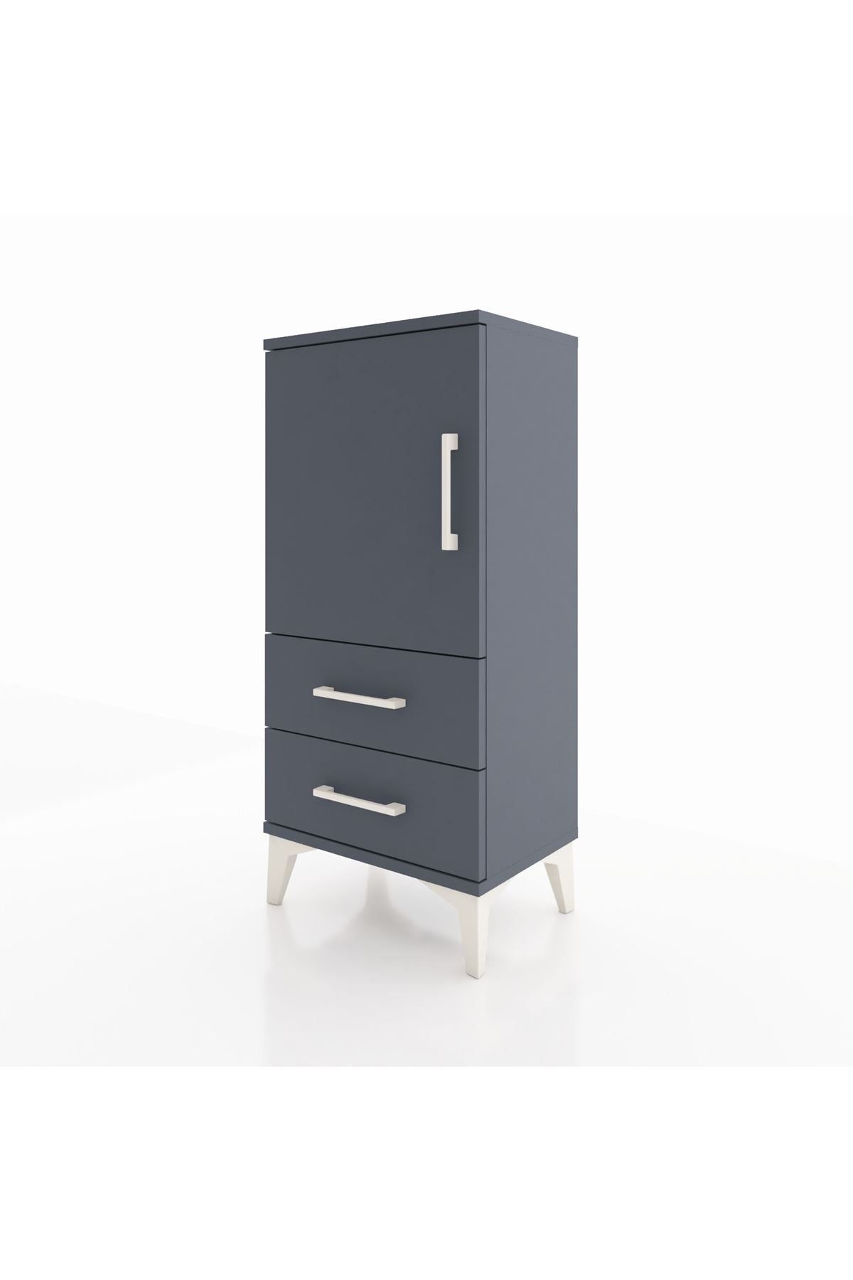 Arges Komodin 2 Raflı 2 Çekmeceli Tek Kapaklı 44x30x96 Antrasit-Antrasit