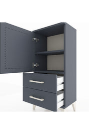 Arges Komodin 2 Raflı 2 Çekmeceli Tek Kapaklı 44x30x96 Antrasit-Antrasit