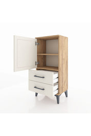 Arges Komodin 2 Raflı 2 Çekmeceli Tek Kapaklı 44x30x96 Çam-Aytaşı