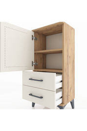 Arges Komodin 2 Raflı 2 Çekmeceli Tek Kapaklı 44x30x96 Çam-Aytaşı