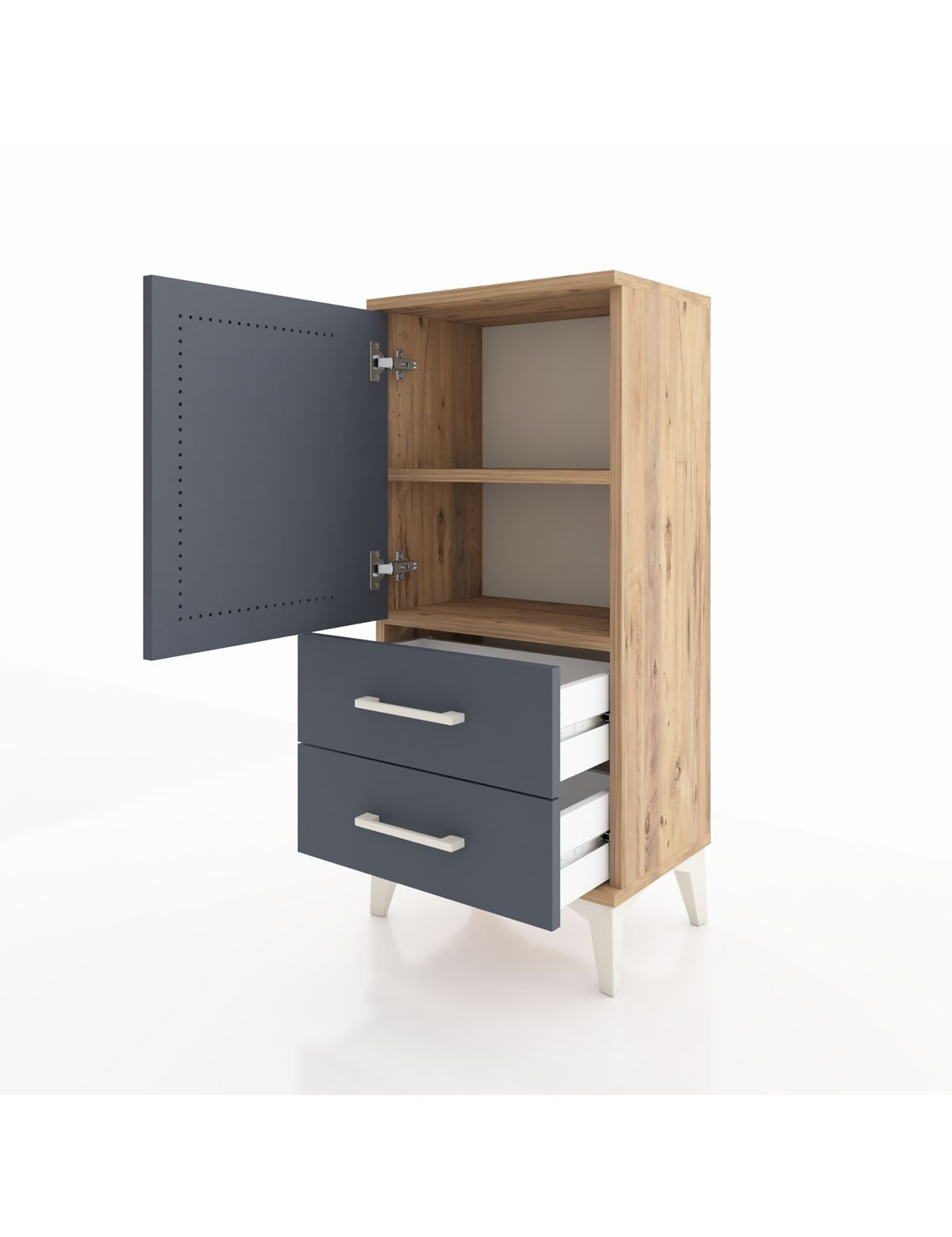 Arges Komodin 2 Raflı 2 Çekmeceli Tek Kapaklı 44x30x96 - S09M032V8A