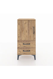Arges Komodin 2 Raflı 2 Çekmeceli Tek Kapaklı 44x30x96 Çam-Çam