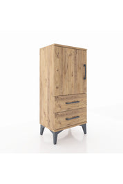 Arges Komodin 2 Raflı 2 Çekmeceli Tek Kapaklı 44x30x96 Çam-Çam