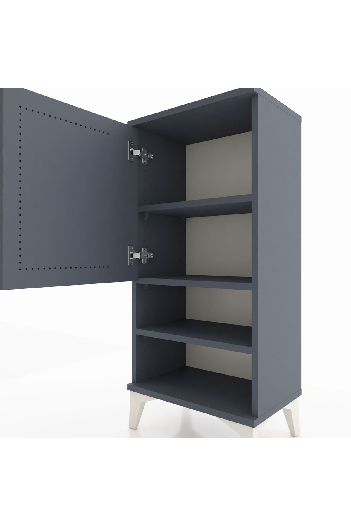 Arges Komodin 3 Raflı Tek Kapaklı 44x30x96 Antrasit-Antrasit