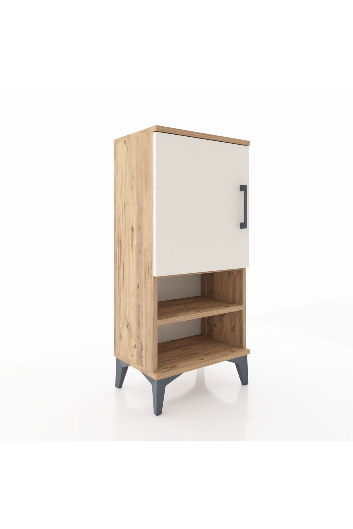 Arges Komodin 3 Raflı Tek Kapaklı 44x30x96 Çam-Aytaşı