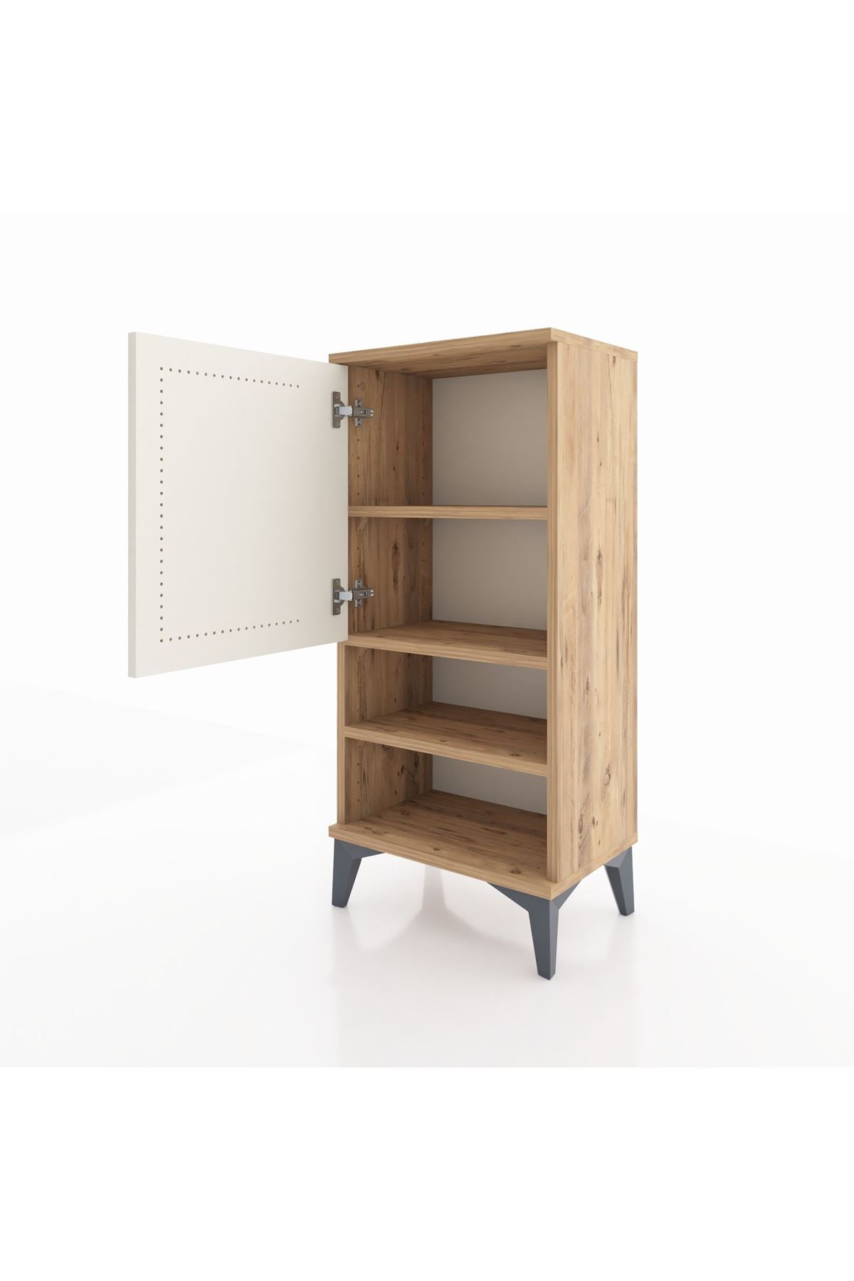 Arges Komodin 3 Raflı Tek Kapaklı 44x30x96 Çam-Aytaşı