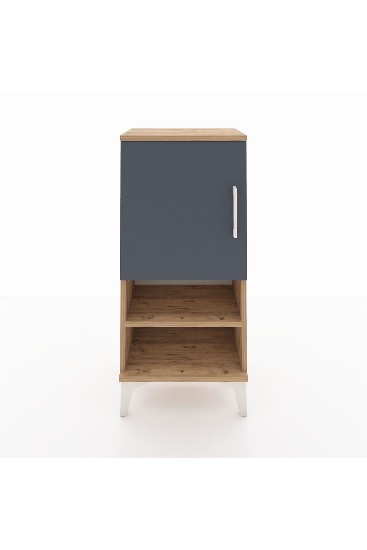 Arges Komodin 3 Raflı Tek Kapaklı 44x30x96 Çam-Antrasit