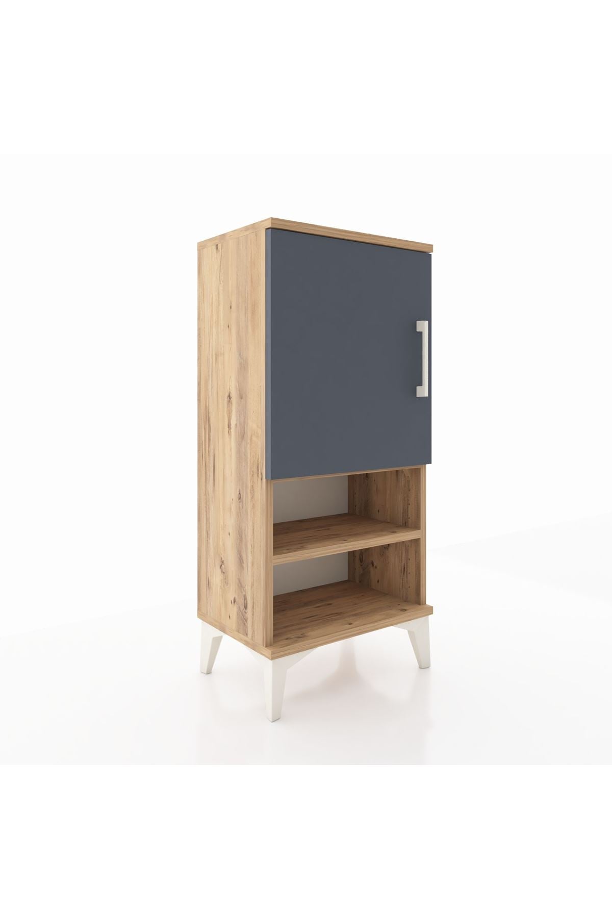 Arges Komodin 3 Raflı Tek Kapaklı 44x30x96 Çam-Antrasit