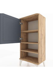 Arges Komodin 3 Raflı Tek Kapaklı 44x30x96 Çam-Antrasit