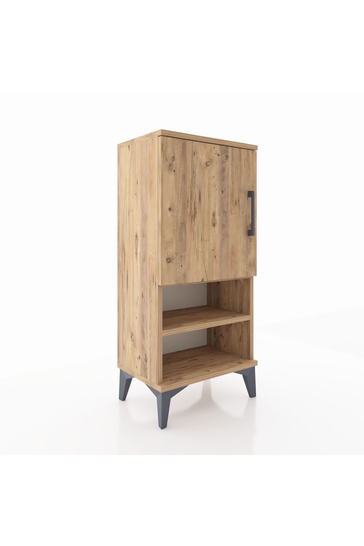 Arges Komodin 3 Raflı Tek Kapaklı 44x30x96 Çam-Çam