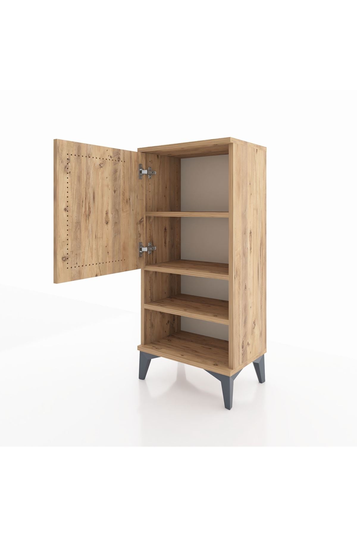 Arges Komodin 3 Raflı Tek Kapaklı 44x30x96 Çam-Çam