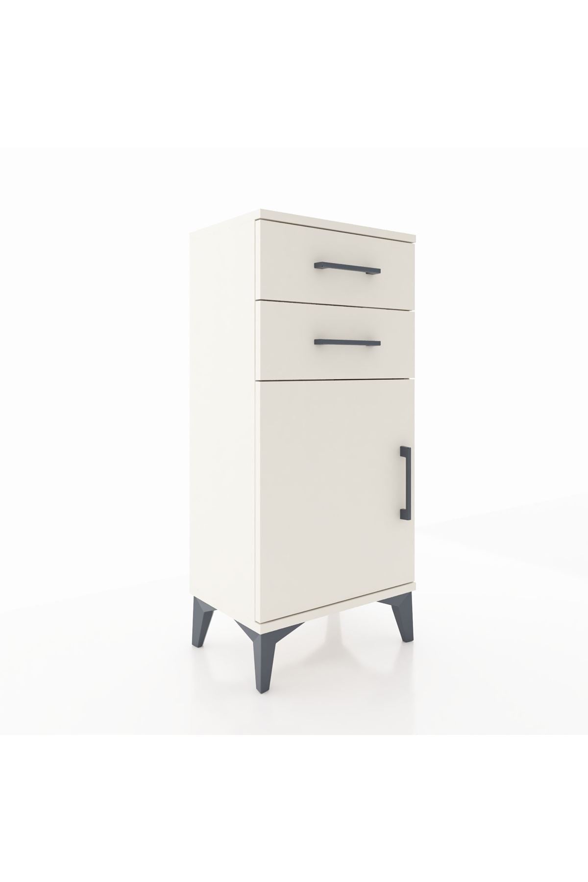 Arges Komodin Tek Raflı 2 Çekmeceli Tek Kapaklı 44x30x96 Aytaşı-Aytaşı