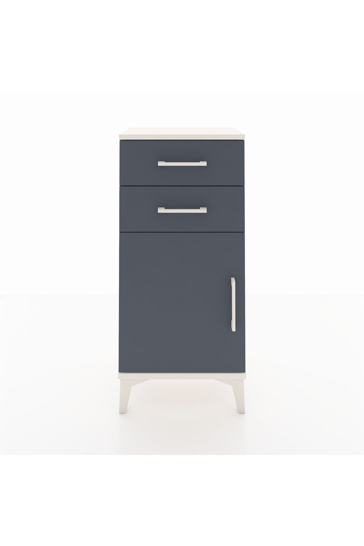 Arges Komodin Tek Raflı 2 Çekmeceli Tek Kapaklı 44x30x96 Aytaşı-Antrasit