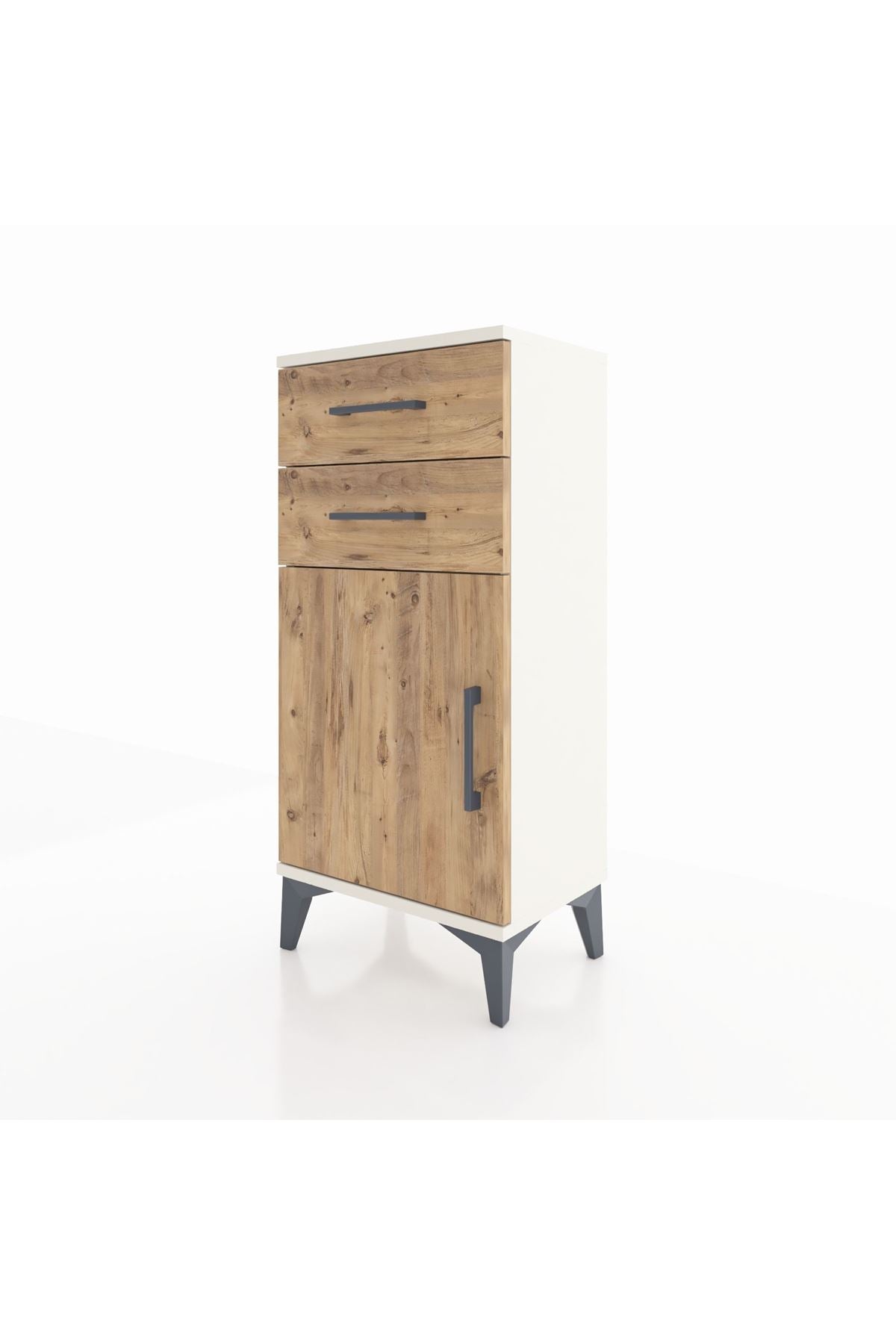 Arges Komodin Tek Raflı 2 Çekmeceli Tek Kapaklı 44x30x96 Aytaşı-Çam