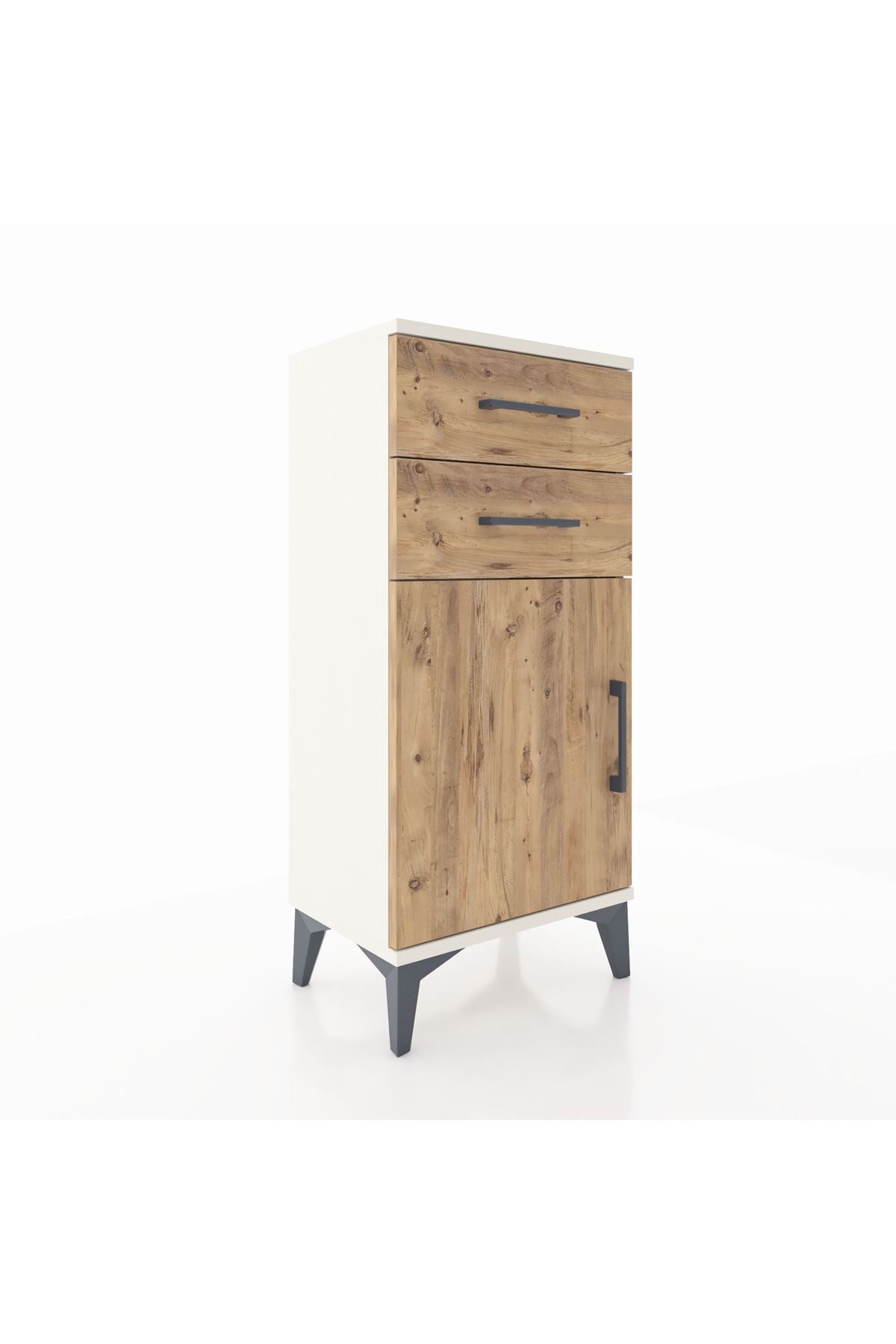 Arges Komodin Tek Raflı 2 Çekmeceli Tek Kapaklı 44x30x96 Aytaşı-Çam