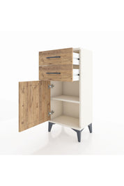 Arges Komodin Tek Raflı 2 Çekmeceli Tek Kapaklı 44x30x96 Aytaşı-Çam