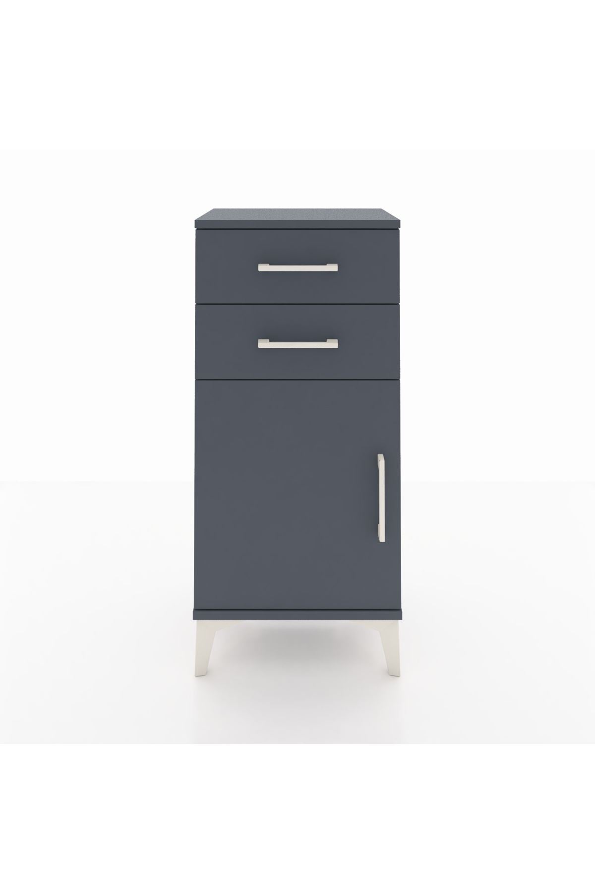 Arges Komodin Tek Raflı 2 Çekmeceli Tek Kapaklı 44x30x96 Antrasit-Antrasit