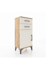 Arges Komodin Tek Raflı 2 Çekmeceli Tek Kapaklı 44x30x96 Çam-Aytaşı