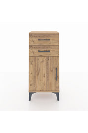 Arges Komodin Tek Raflı 2 Çekmeceli Tek Kapaklı 44x30x96 Çam-Çam