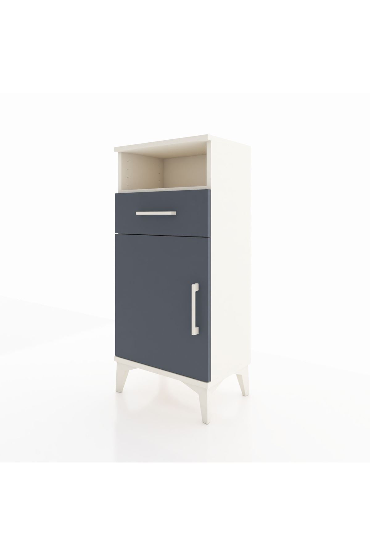 Arges Komodin 2 Raflı Tek Çekmeceli Tek Kapaklı 44x30x96 Aytaşı-Antrasit