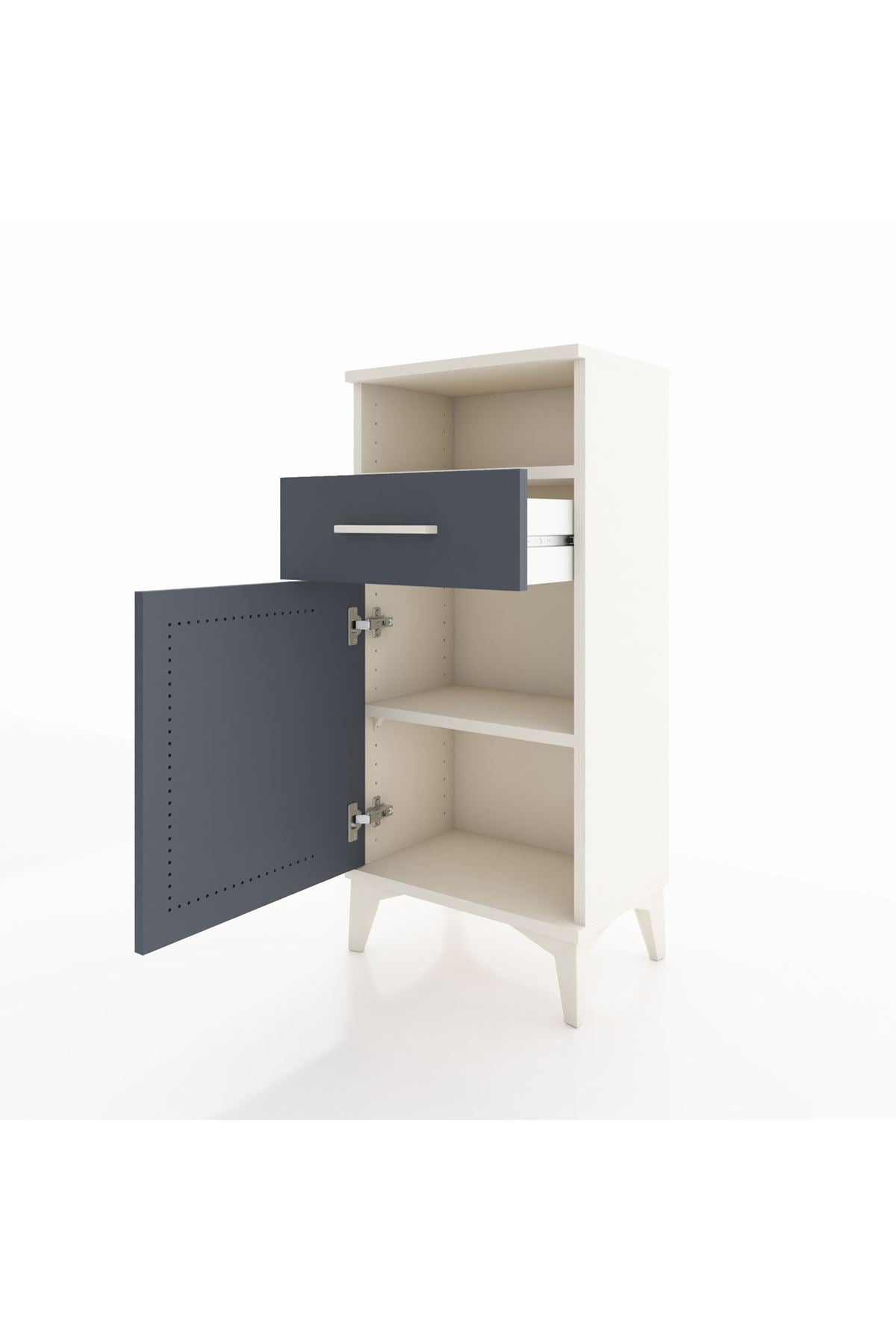 Arges Komodin 2 Raflı Tek Çekmeceli Tek Kapaklı 44x30x96 Aytaşı-Antrasit