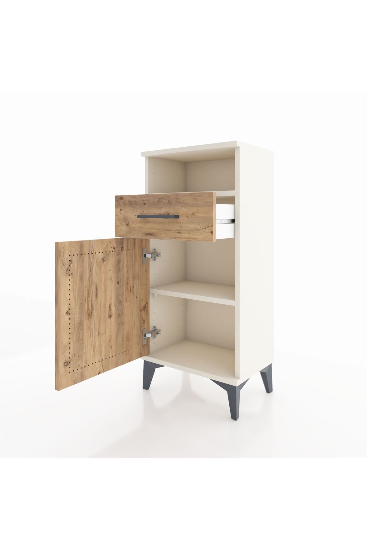 Arges Komodin 2 Raflı Tek Çekmeceli Tek Kapaklı 44x30x96 Aytaşı-Çam