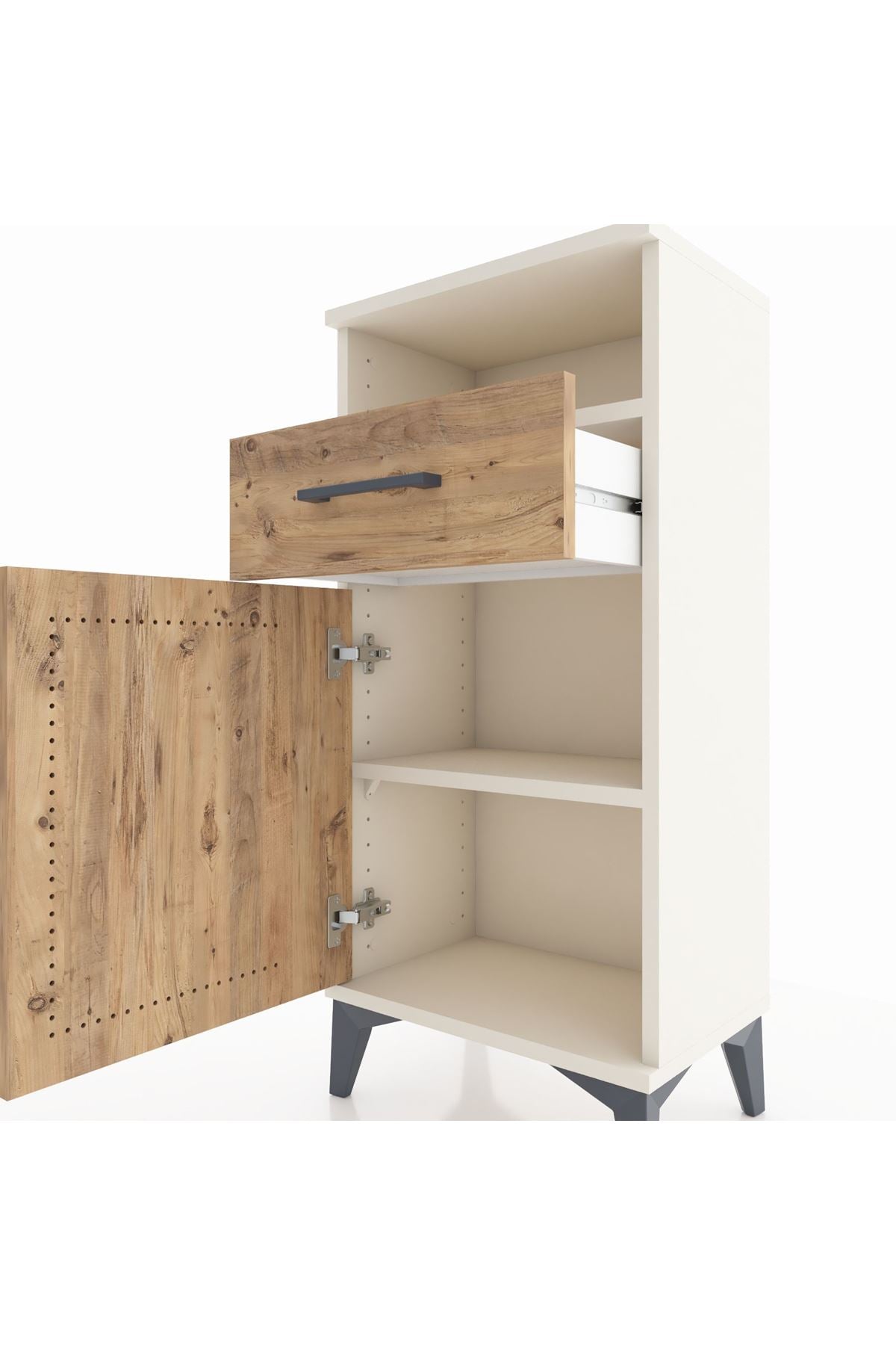 Arges Komodin 2 Raflı Tek Çekmeceli Tek Kapaklı 44x30x96 Aytaşı-Çam