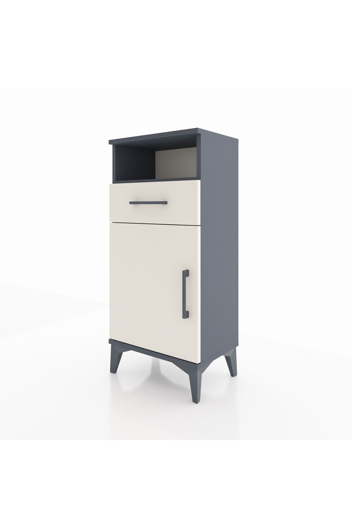 Arges Komodin 2 Raflı Tek Çekmeceli Tek Kapaklı 44x30x96 Antrasit-Aytaşı