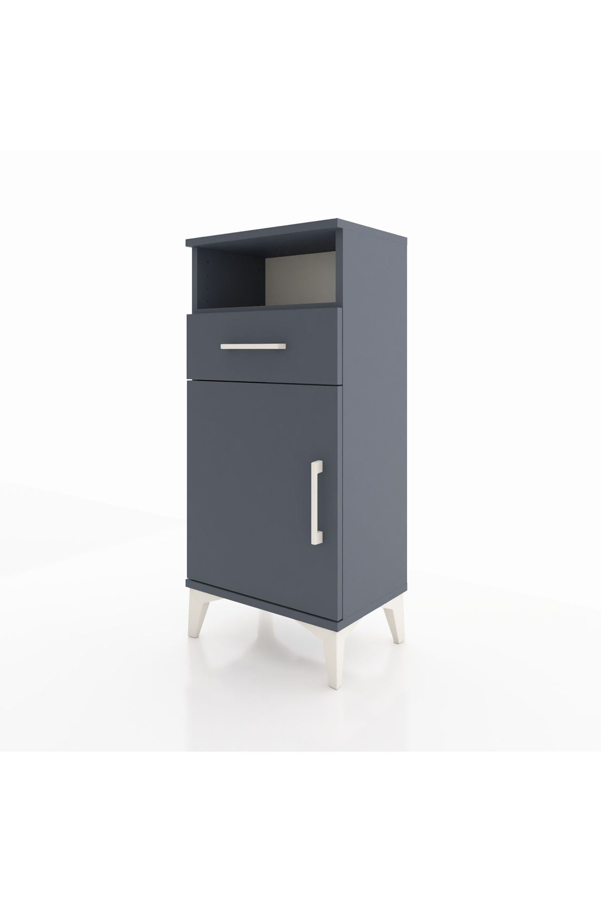 Arges Komodin 2 Raflı Tek Çekmeceli Tek Kapaklı 44x30x96 Antrasit-Antrasit