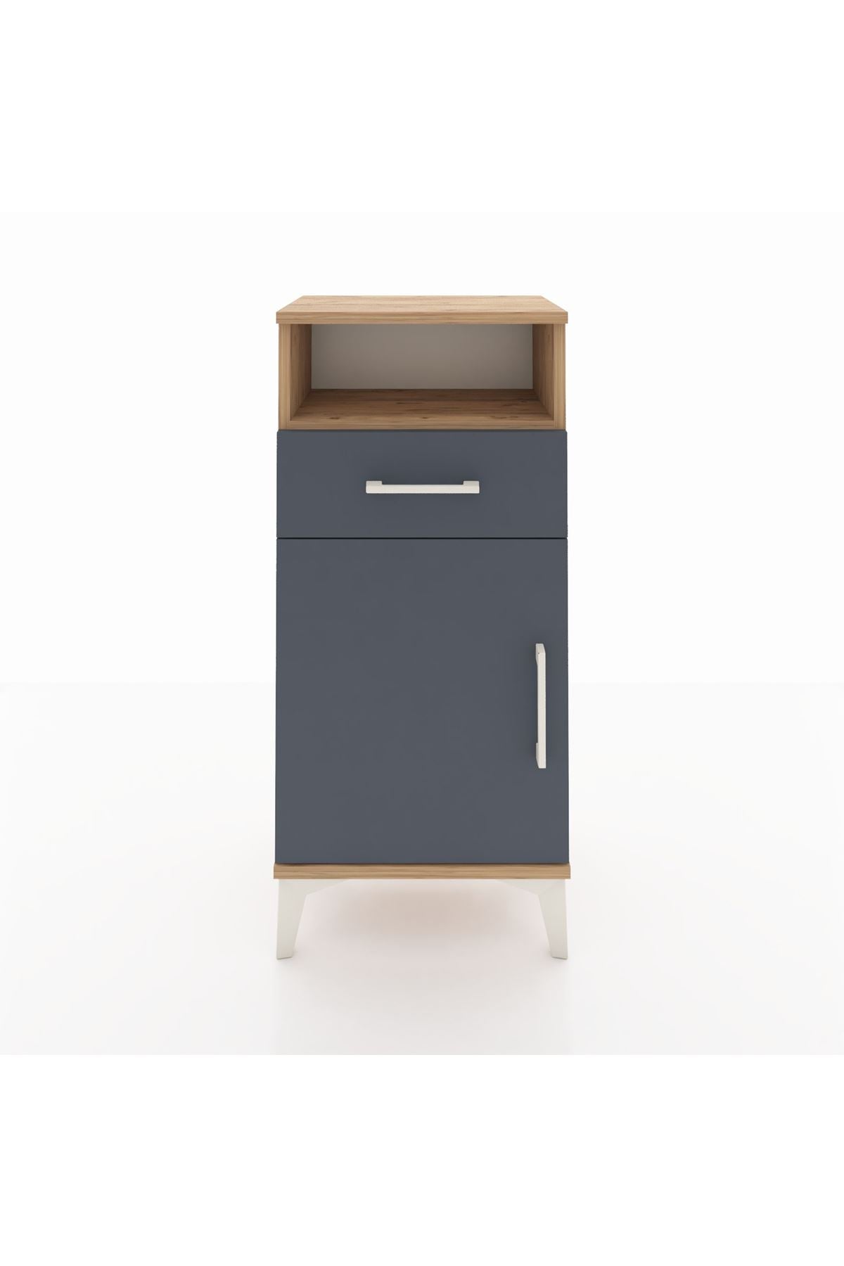 Arges Komodin 2 Raflı Tek Çekmeceli Tek Kapaklı 44x30x96 Çam-Antrasit