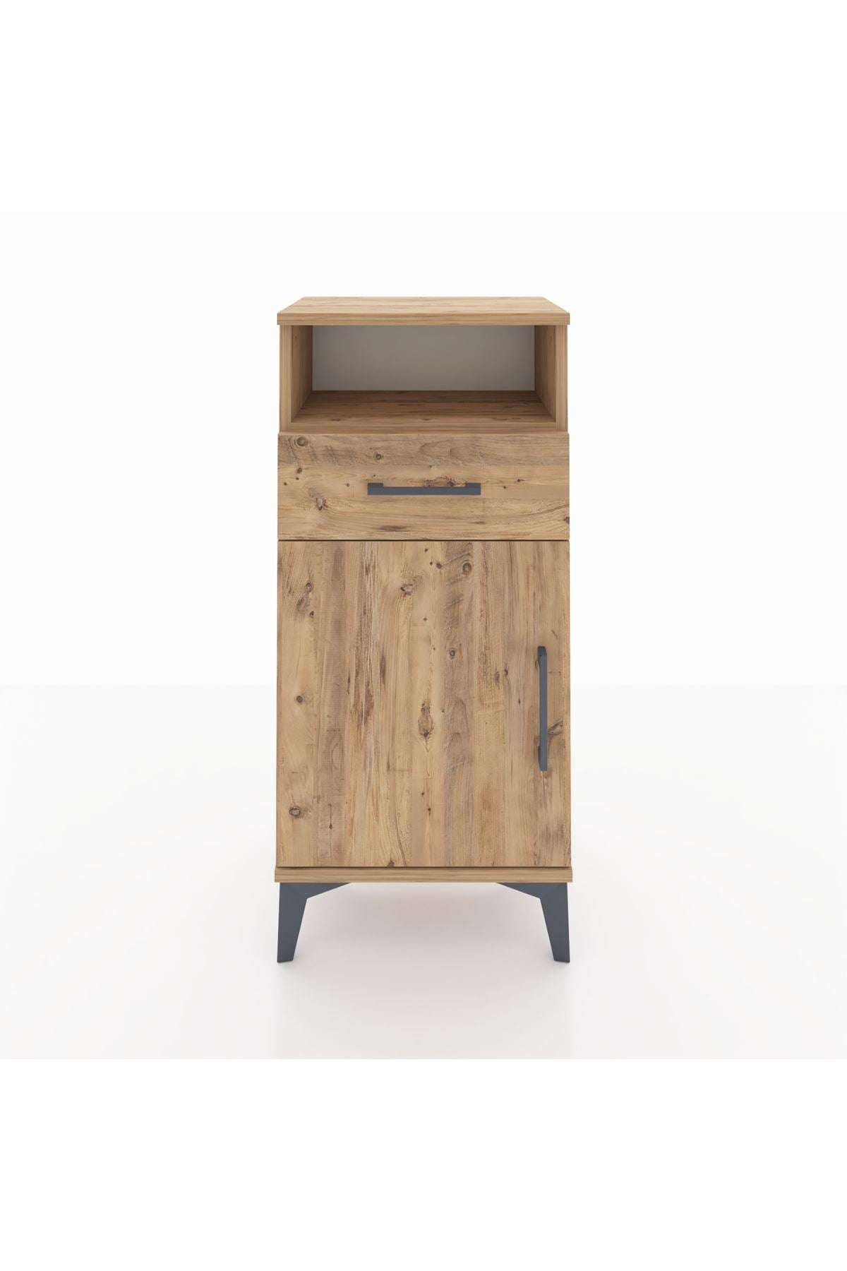 Arges Komodin 2 Raflı Tek Çekmeceli Tek Kapaklı 44x30x96 Çam-Çam