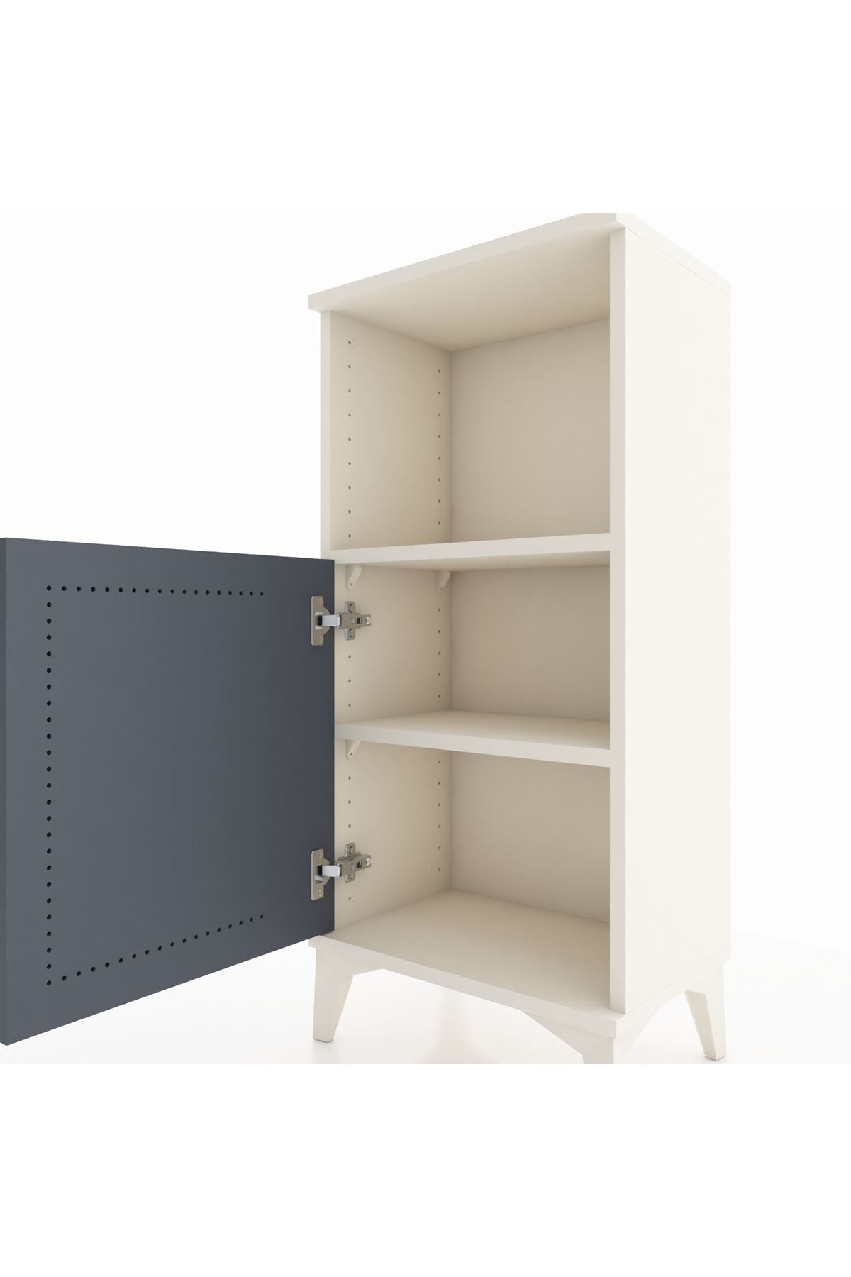 Arges Komodin 2 Raflı Tek Kapaklı 44x30x96 Aytaşı-Antrasit