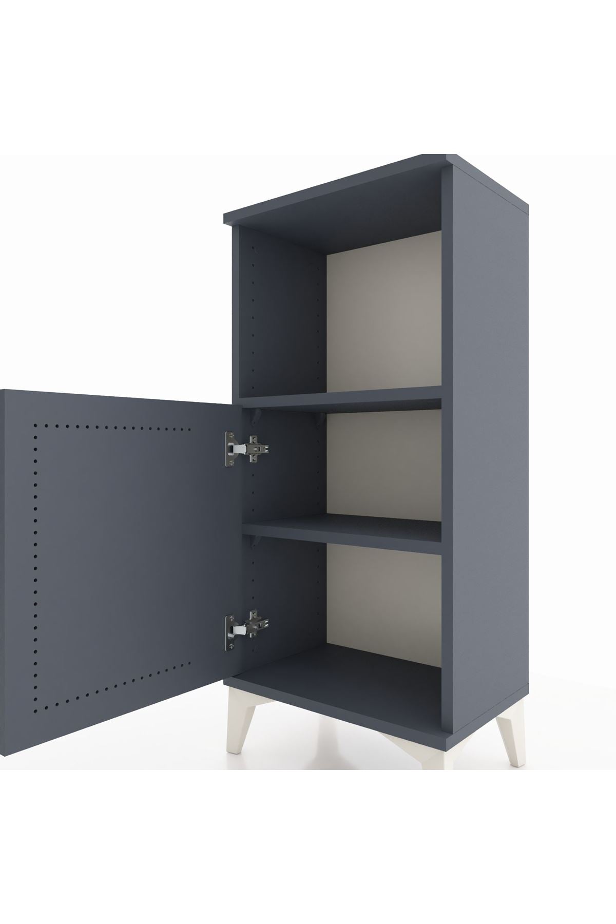 Arges Komodin 2 Raflı Tek Kapaklı 44x30x96 Antrasit-Antrasit