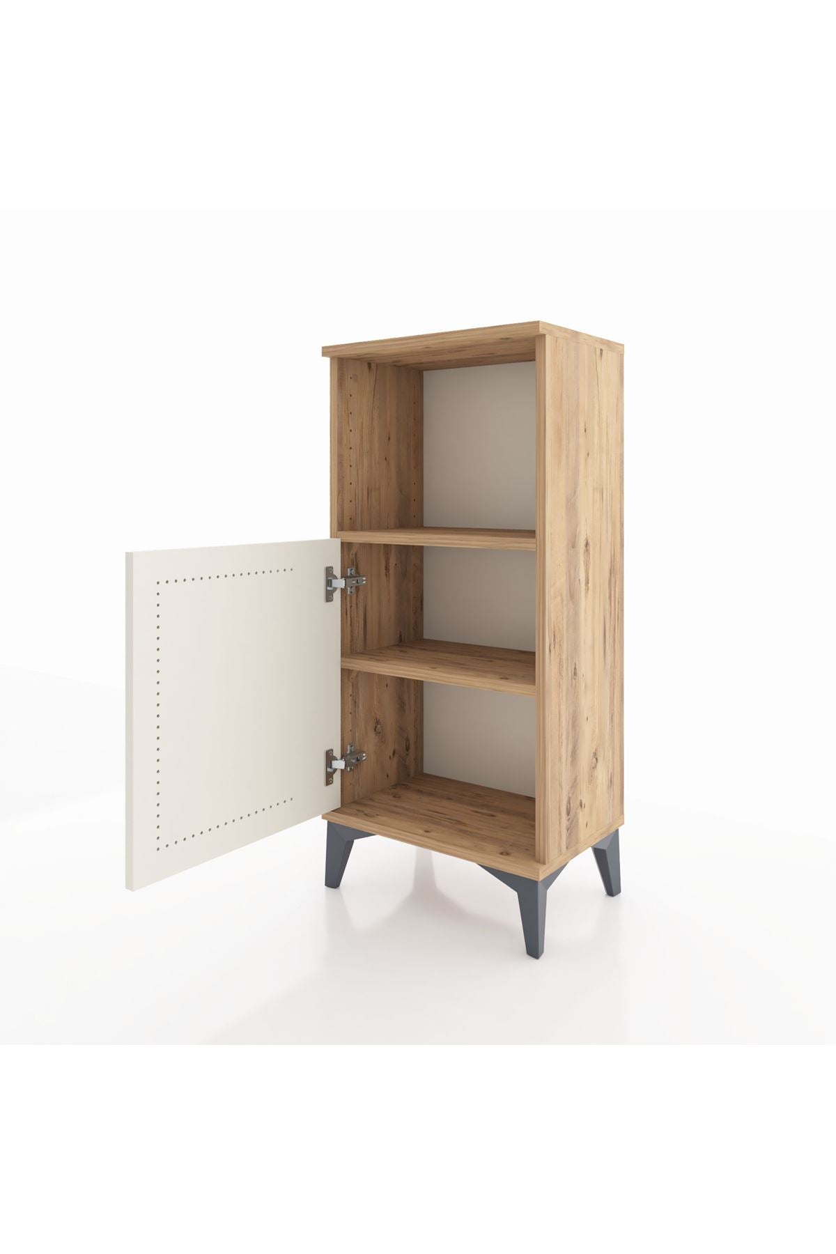 Arges Komodin 2 Raflı Tek Kapaklı 44x30x96 Çam-Aytaşı