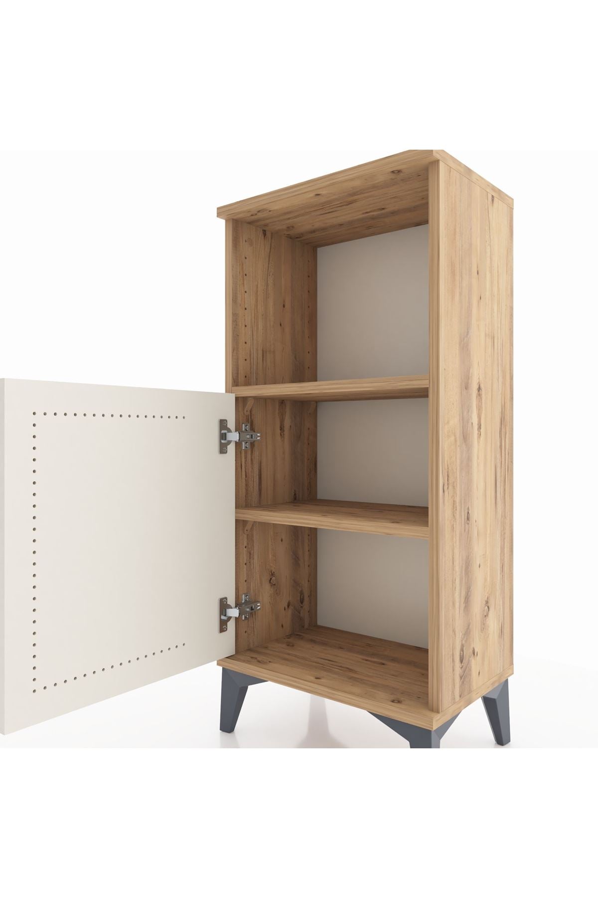 Arges Komodin 2 Raflı Tek Kapaklı 44x30x96 Çam-Aytaşı