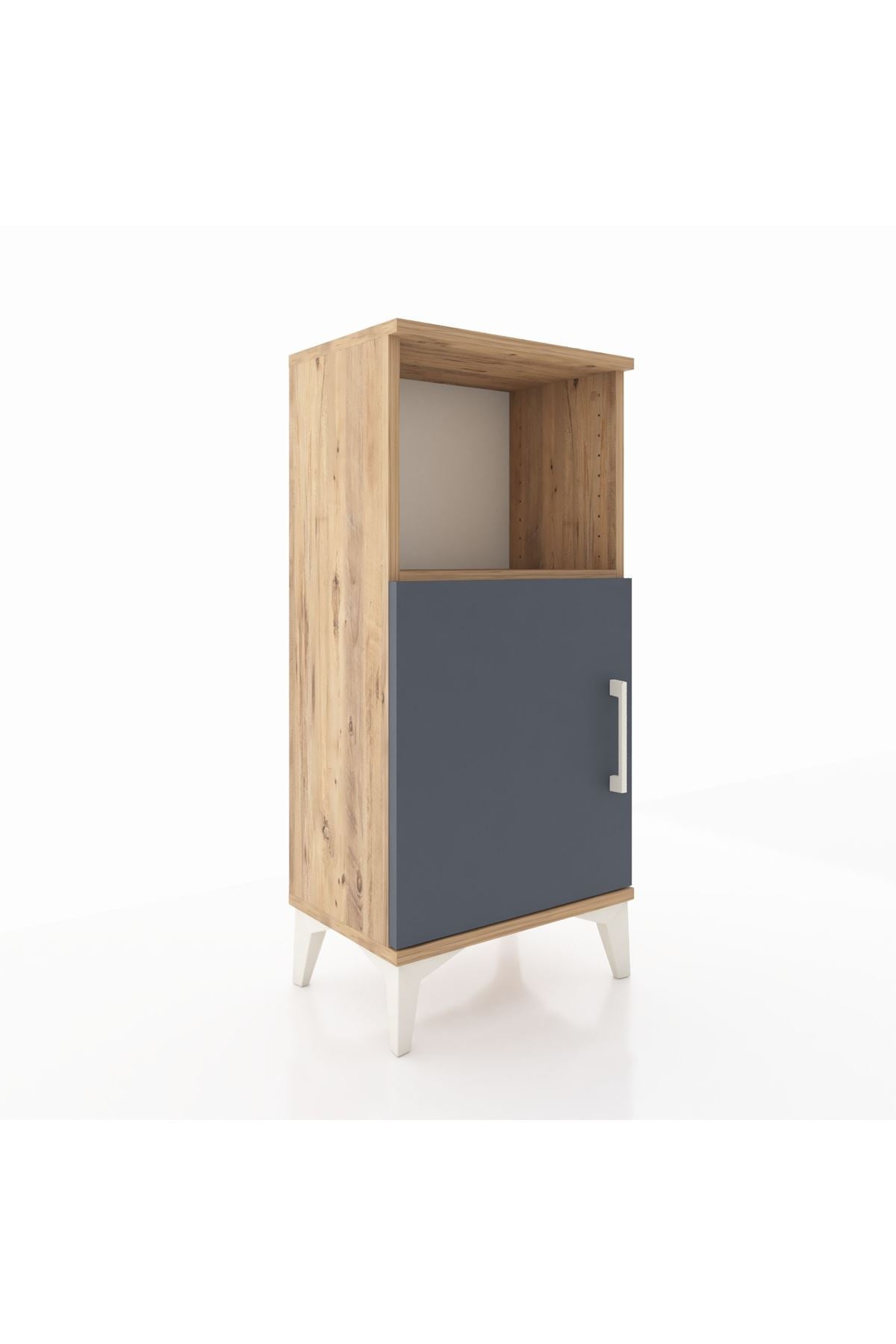 Arges Komodin 2 Raflı Tek Kapaklı 44x30x96 Çam-Antrasit