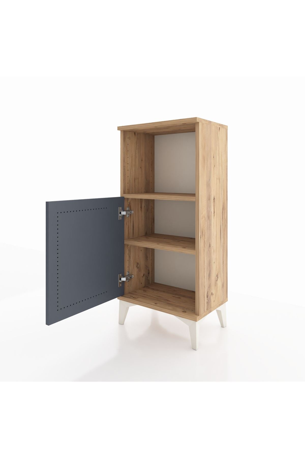 Arges Komodin 2 Raflı Tek Kapaklı 44x30x96 Çam-Antrasit