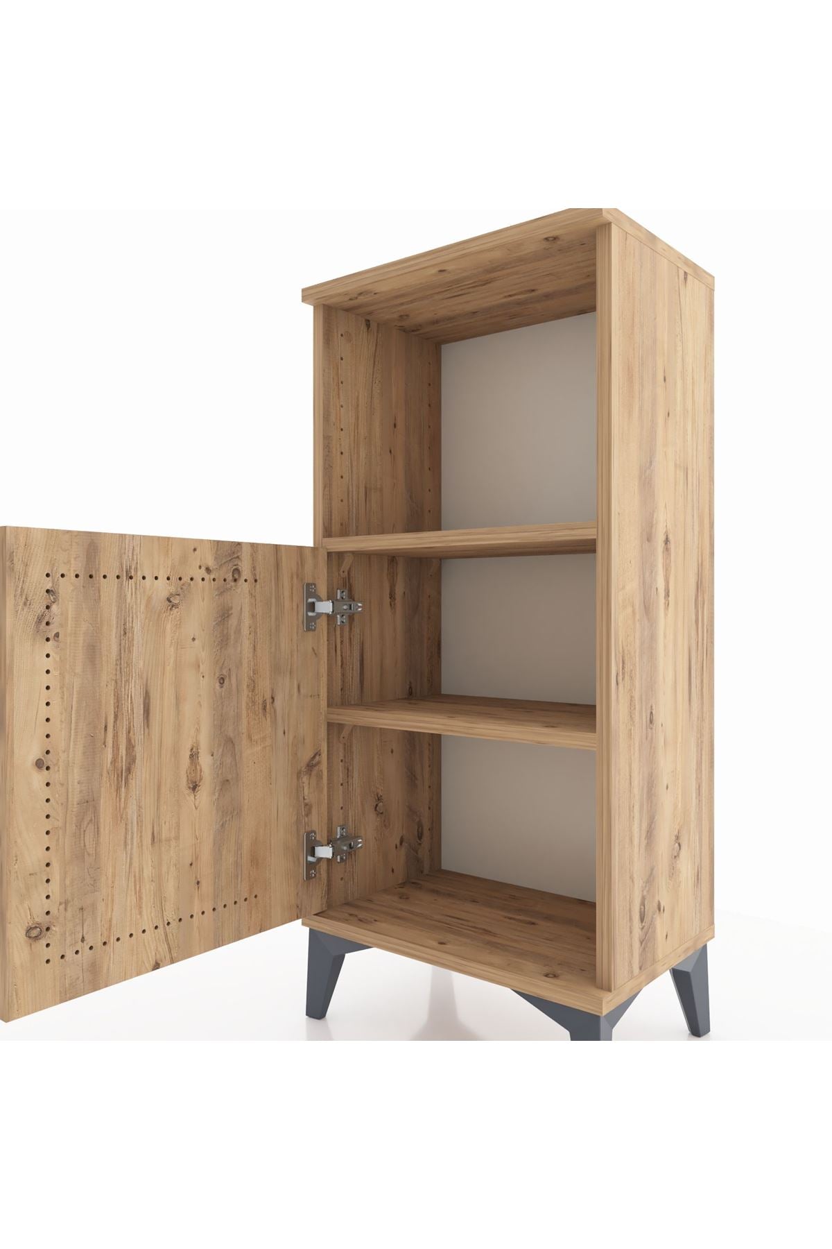 Arges Komodin 2 Raflı Tek Kapaklı 44x30x96 Çam-Çam