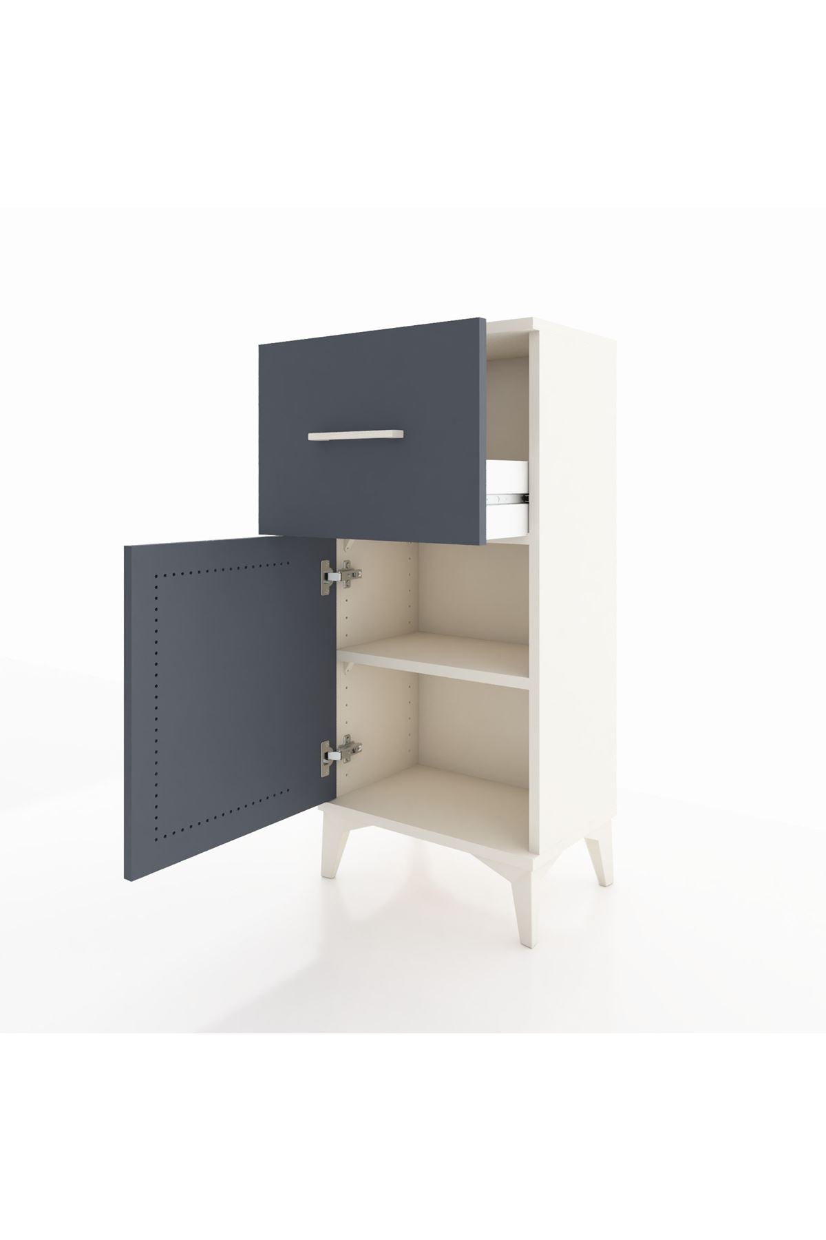 Arges Komodin Tek Raflı Tek Çekmeceli Tek Kapaklı 44x30x96 Aytaşı-Antrasit